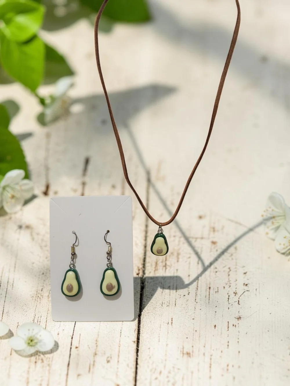 10 / $10 New Avocado Charm Necklace & Earrings Set